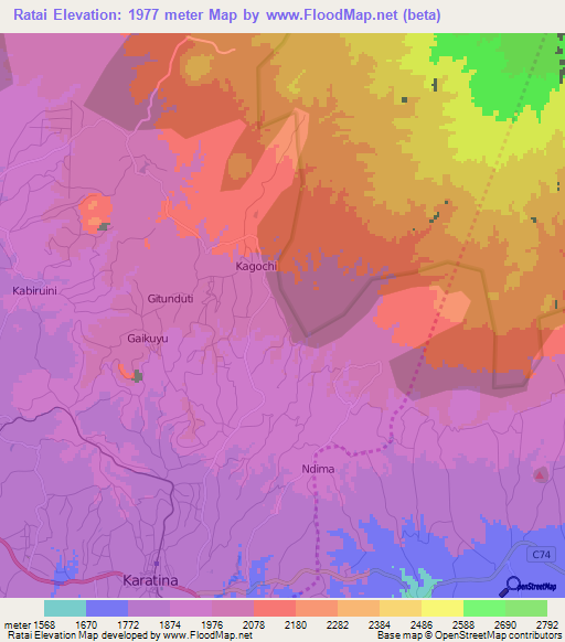 Ratai,Kenya Elevation Map
