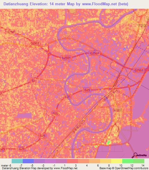 Datianzhuang,China Elevation Map