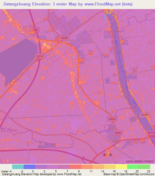 Datangzhuang,China Elevation Map