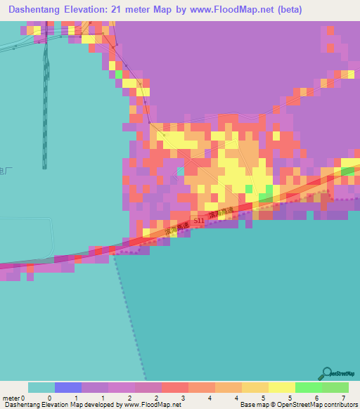 Dashentang,China Elevation Map
