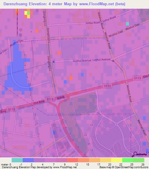 Darenzhuang,China Elevation Map