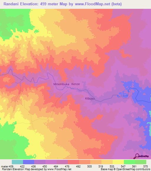 Randani,Kenya Elevation Map