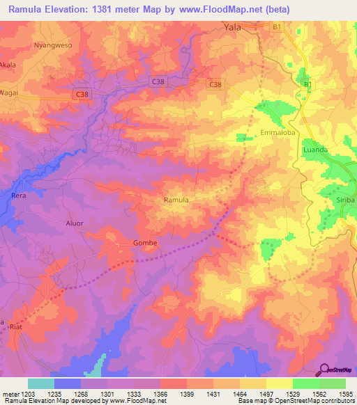 Ramula,Kenya Elevation Map