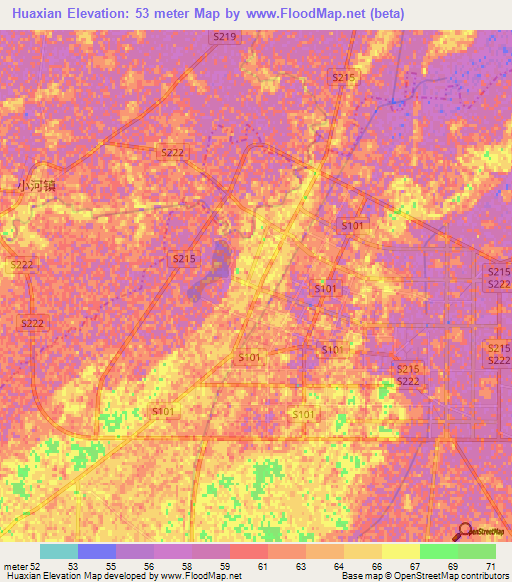 Huaxian,China Elevation Map