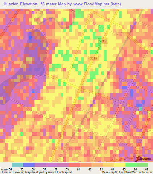 Huaxian,China Elevation Map