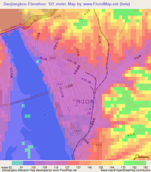 Danjiangkou,China Elevation Map