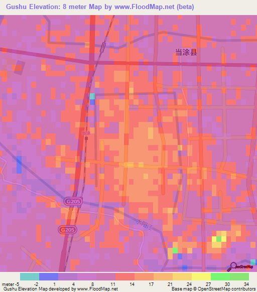 Gushu,China Elevation Map