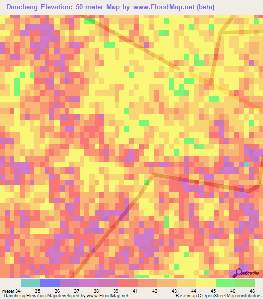 Dancheng,China Elevation Map
