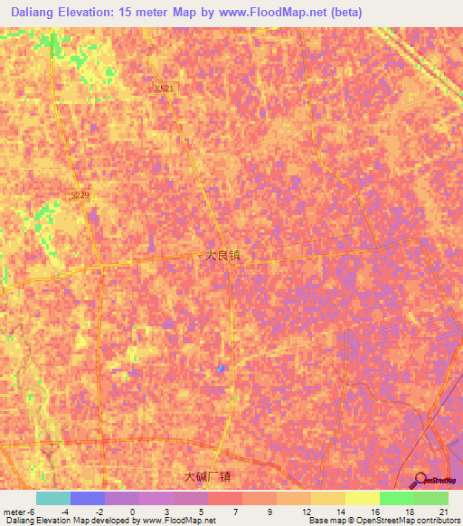 Daliang,China Elevation Map