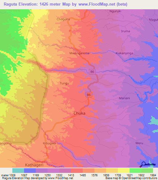 Raguta,Kenya Elevation Map