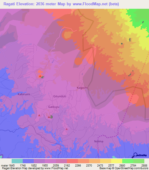 Ragati,Kenya Elevation Map