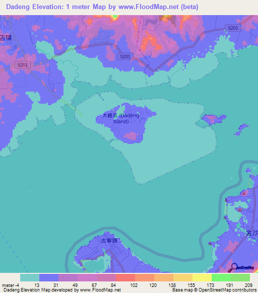 Dadeng,China Elevation Map