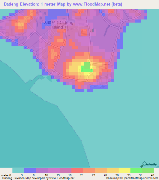 Dadeng,China Elevation Map