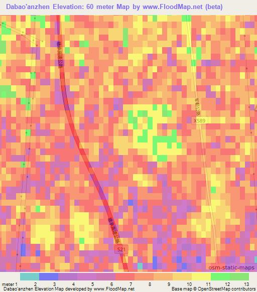 Dabao'anzhen,China Elevation Map