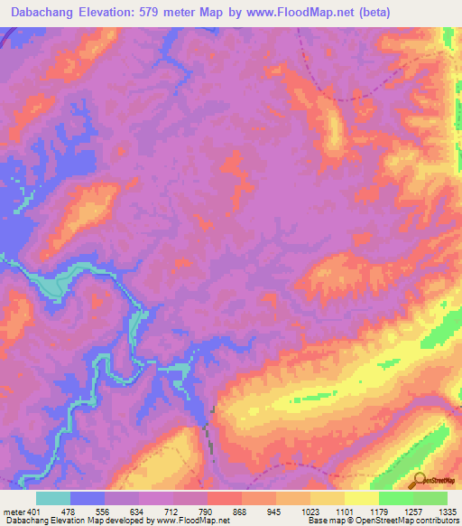 Dabachang,China Elevation Map
