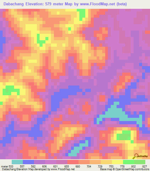 Dabachang,China Elevation Map