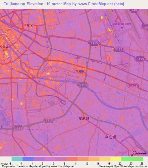 Cuijiamatou,China Elevation Map