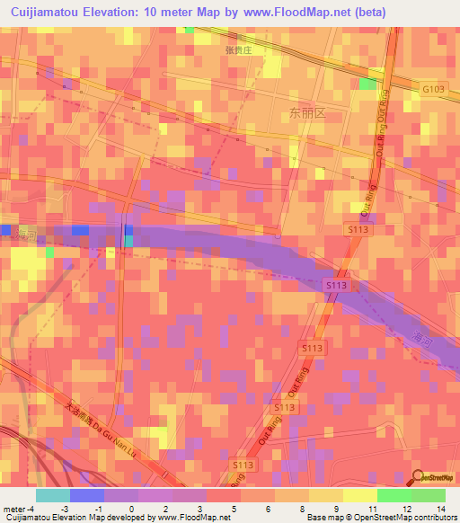 Cuijiamatou,China Elevation Map