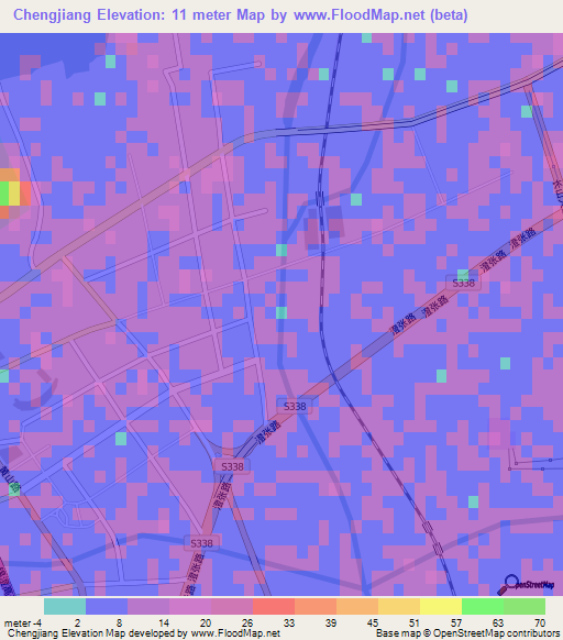 Chengjiang,China Elevation Map