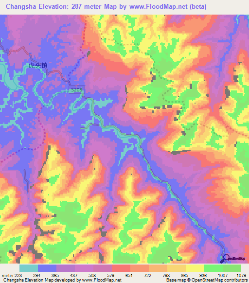 Changsha,China Elevation Map