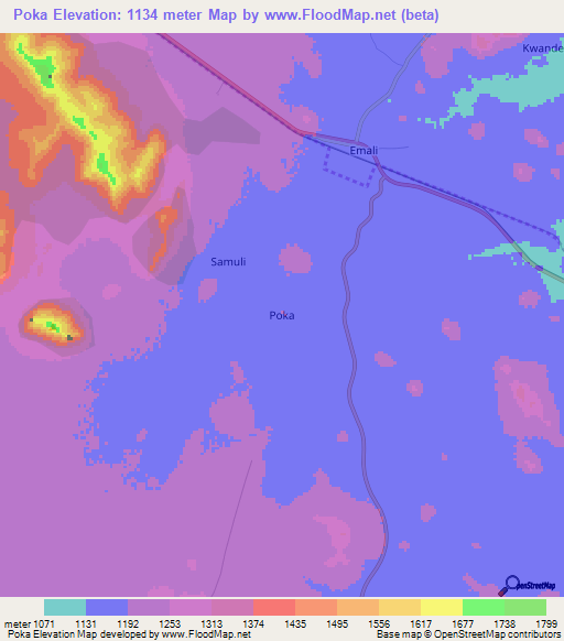 Poka,Kenya Elevation Map