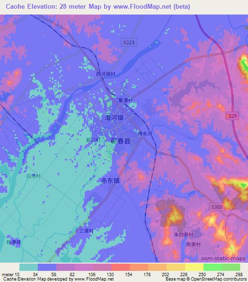 Caohe,China Elevation Map