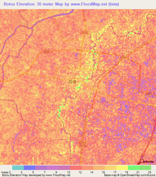 Botou,China Elevation Map