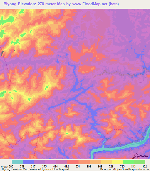 Biyong,China Elevation Map