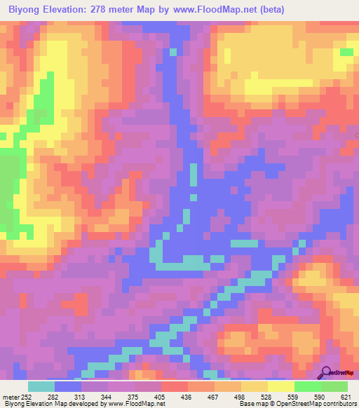 Biyong,China Elevation Map