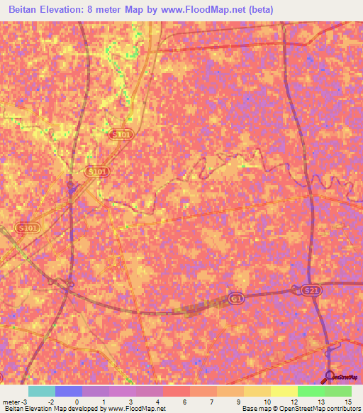 Beitan,China Elevation Map