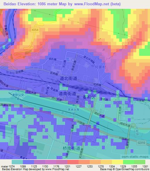 Beidao,China Elevation Map