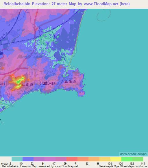 Beidaihehaibin,China Elevation Map