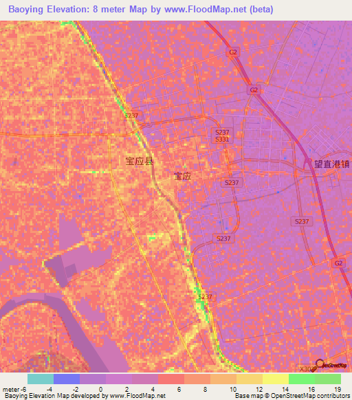 Baoying,China Elevation Map