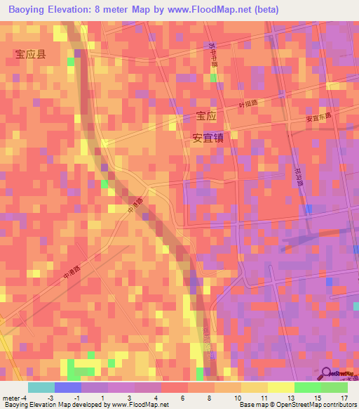Baoying,China Elevation Map