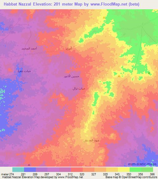 Habbat Nazzal,Syria Elevation Map