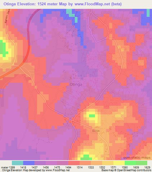 Otinga,Kenya Elevation Map