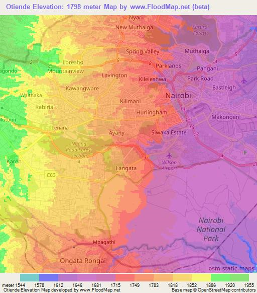 Otiende,Kenya Elevation Map