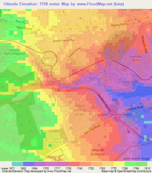 Otiende,Kenya Elevation Map