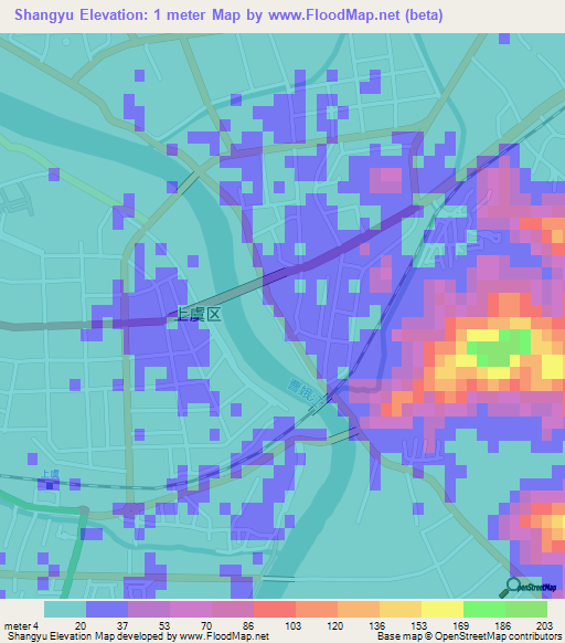 Shangyu,China Elevation Map