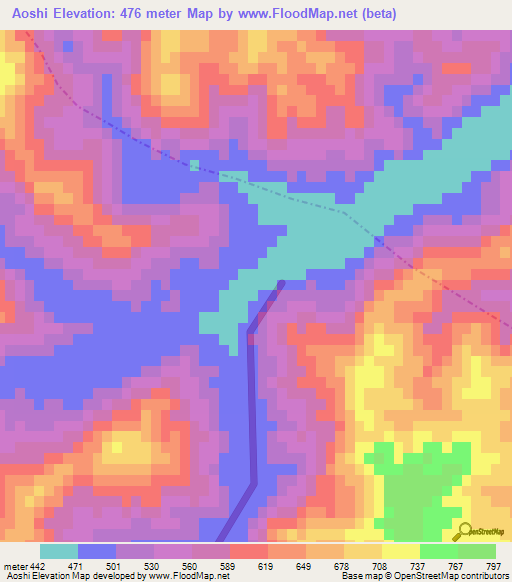 Aoshi,China Elevation Map