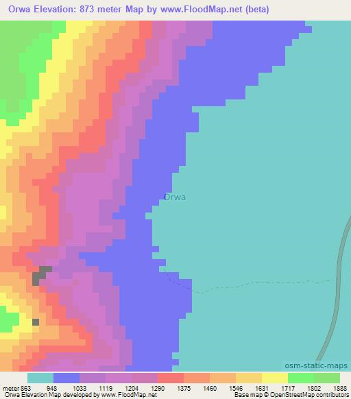 Orwa,Kenya Elevation Map