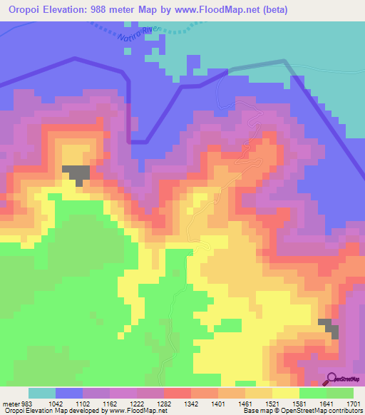 Oropoi,Kenya Elevation Map