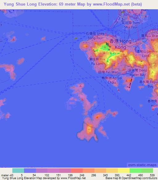 Yung Shue Long,Hong Kong Elevation Map
