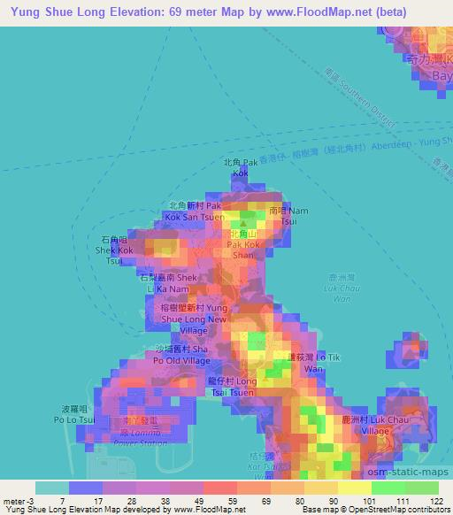 Yung Shue Long,Hong Kong Elevation Map