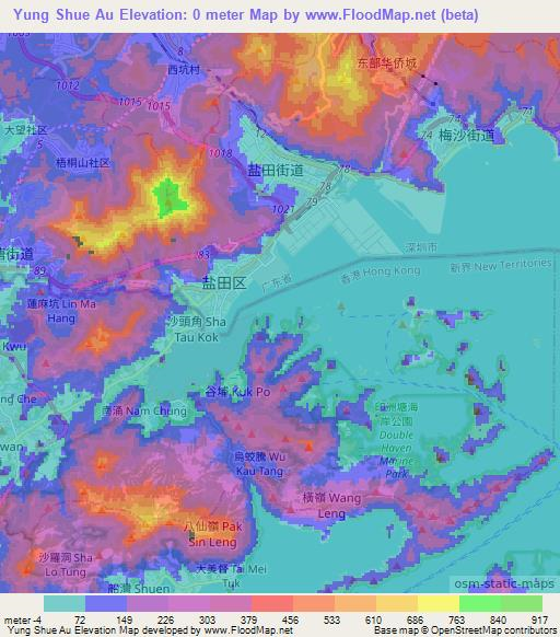 Yung Shue Au,Hong Kong Elevation Map