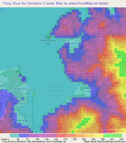 Yung Shue Au,Hong Kong Elevation Map