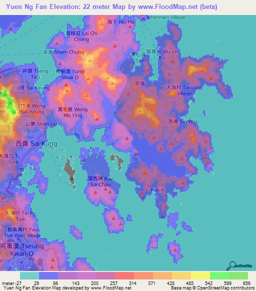 Yuen Ng Fan,Hong Kong Elevation Map