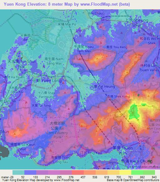 Yuen Kong,Hong Kong Elevation Map