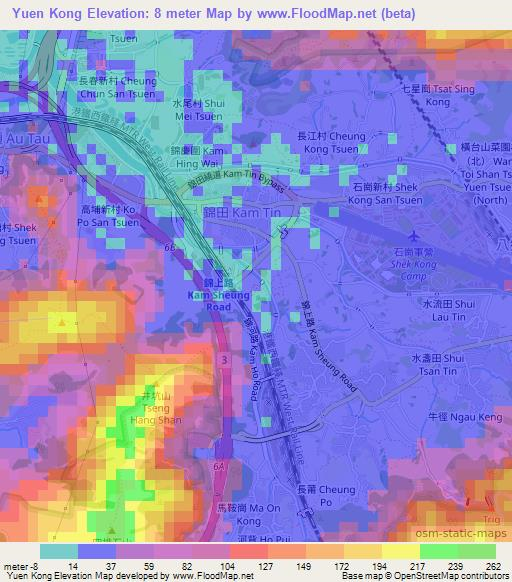 Yuen Kong,Hong Kong Elevation Map