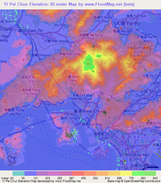 Yi Pei Chun,Hong Kong Elevation Map